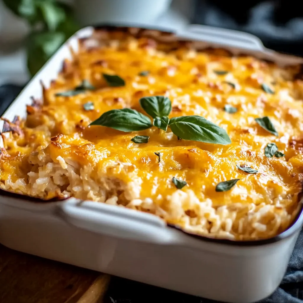 Cheesy Chicken and Rice Casserole is a must-try dish!