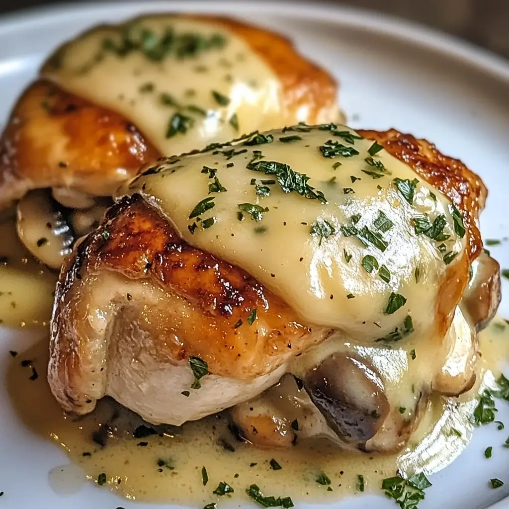 Cheesy Garlic Butter Mushroom Stuffed Chicken delights your taste buds!
