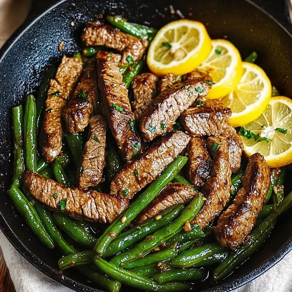 Garlic Butter Steak and Lemon Green Beans Skillet Recipe!