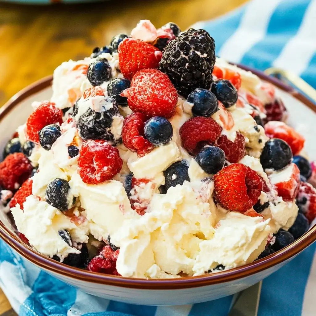 Red, White, and Blue Cheesecake Salad: A Festive Delight!