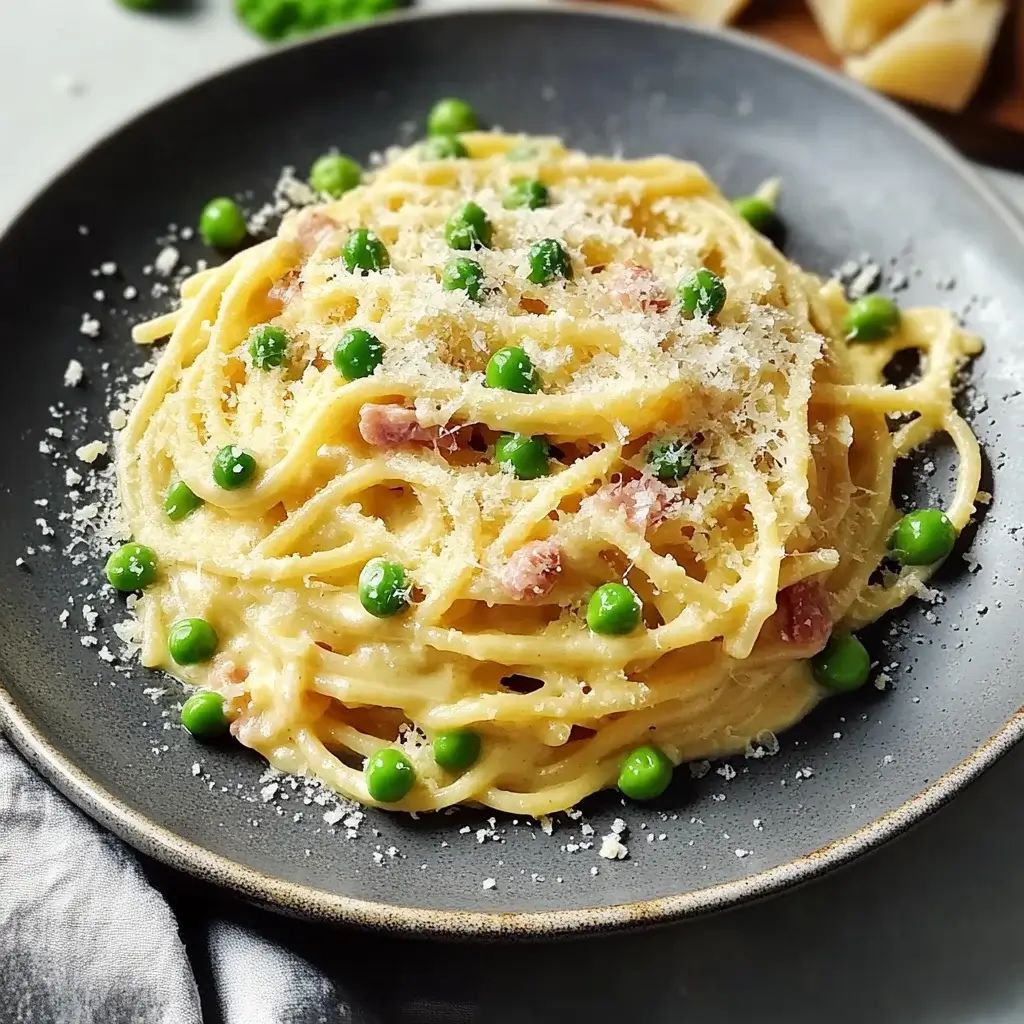 Spaghetti Carbonara with English Peas: A Creamy Delight!