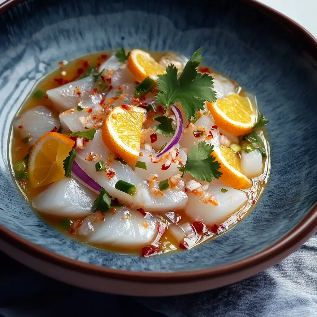 Kingfish Ceviche with Spicy Ume and Coconut: A Flavorful Delight!