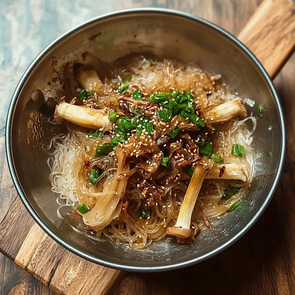 Fire Garlic Enoki Mushrooms with Vermicelli Noodles Delight!