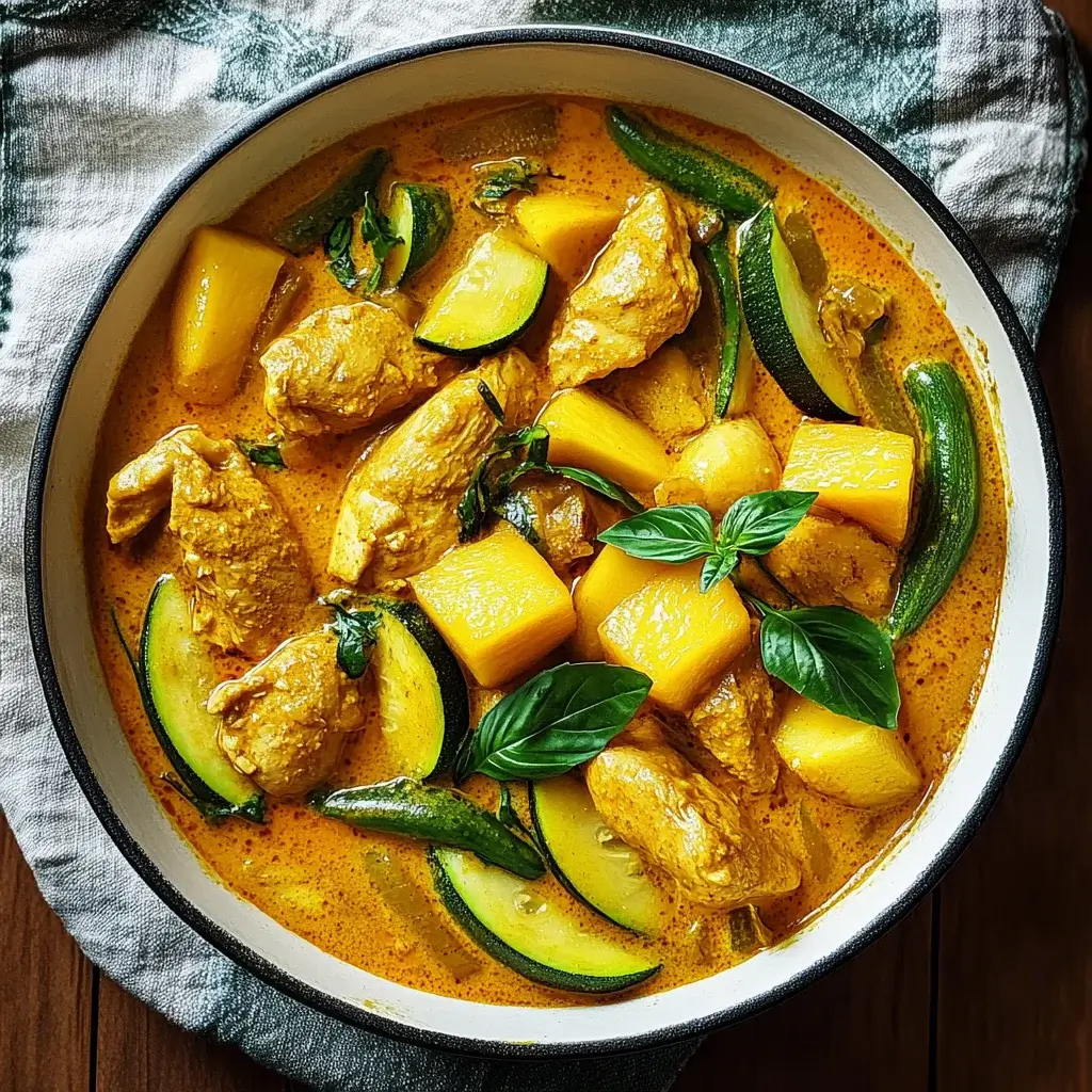 Turmeric Chicken Curry with Mango and Zucchini delights your taste buds!