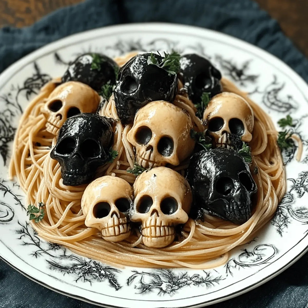Mushroom Skulls Spooky Pasta