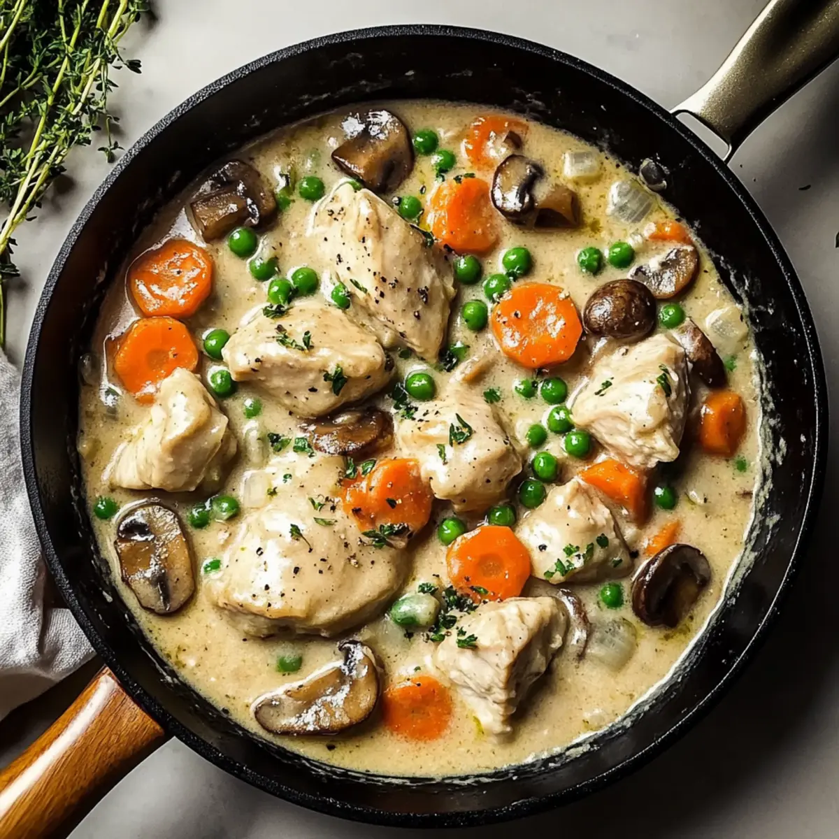 High Protein Crustless Chicken Pot Pie Skillet Bliss