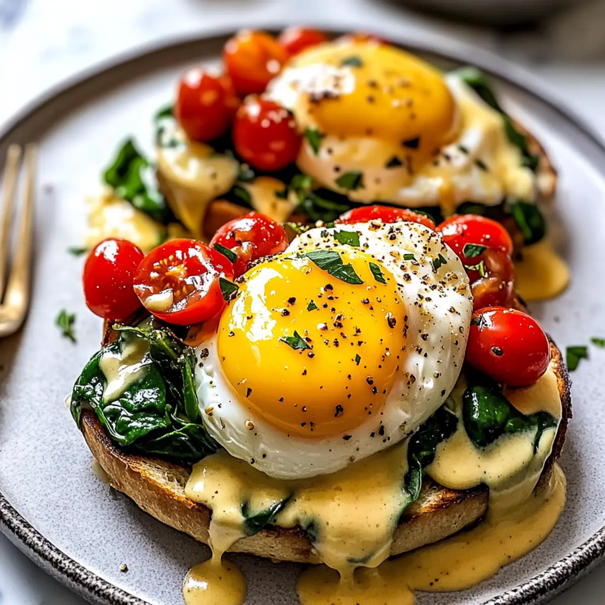 Mediterranean Eggs Benedict with Creamy Tahini Bliss