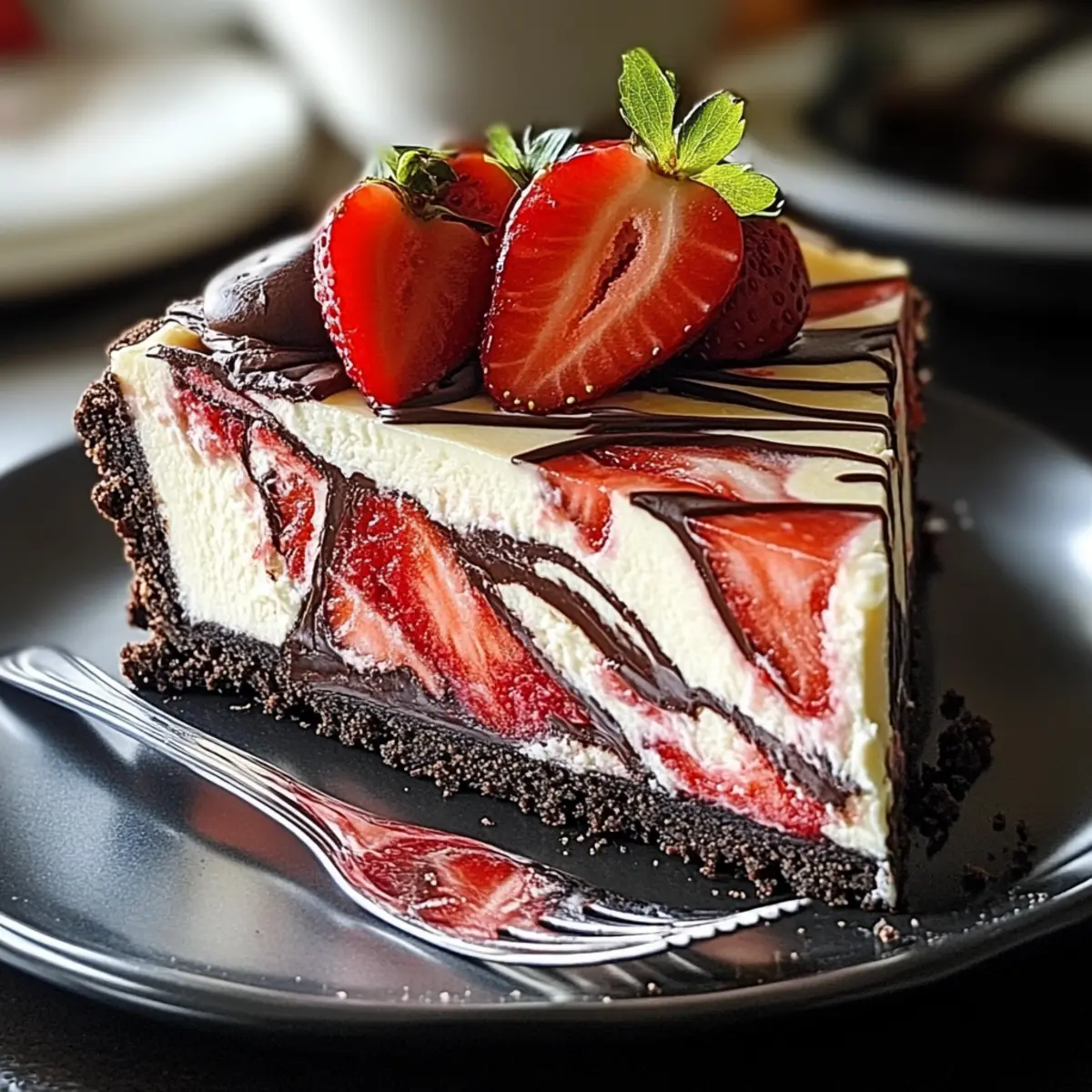 Indulge in Chocolate Strawberry Swirl Cheesecake Bliss