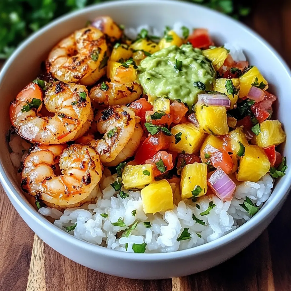 Delicious Shrimp & Rice Bowl with Pineapple Salsa Bliss